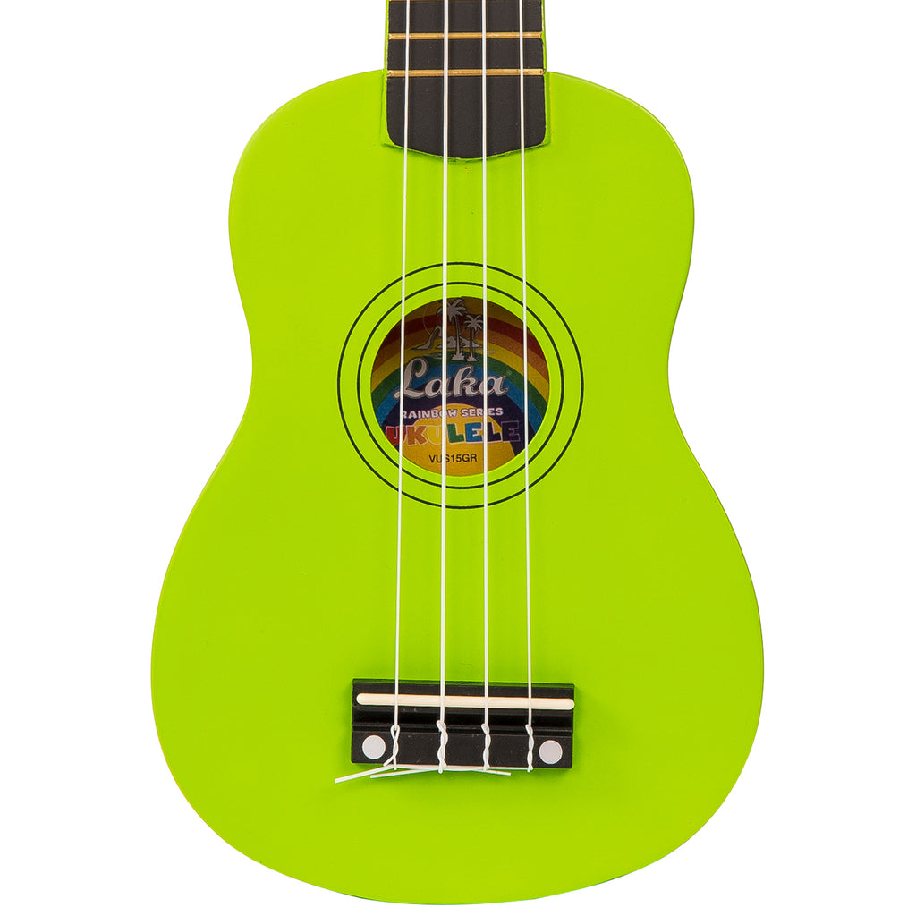 Laka Rainbow Series Soprano Ukulele & Carry Bag ~ Green - Aron Soitin