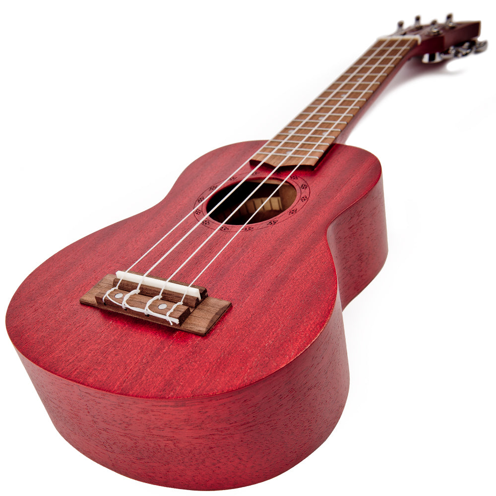Laka Sapele Series Soprano Ukulele & Bag ~ Red - Aron Soitin