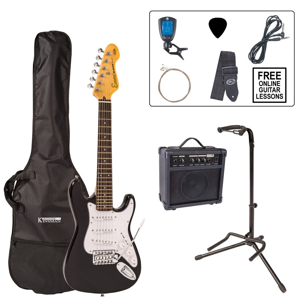 Encore EBP-E375BLK 3/4 Size Electric Guitar Pack Gloss Black - Aron Soitin