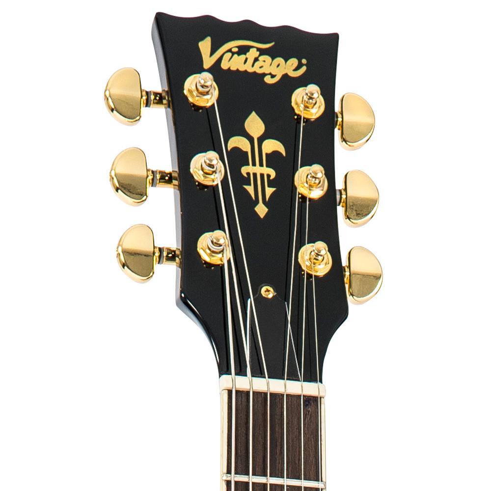 Vintage V100PBB ReIssued Les Paul P90 Gloss Black sähkökitara - Aron Soitin