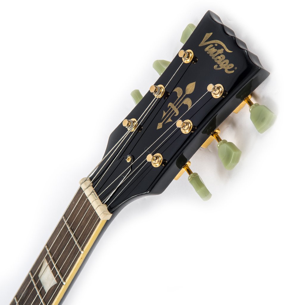 Vintage V100BB ReIssued 'Les Paul' Gloss Black sähkökitara - Aron Soitin