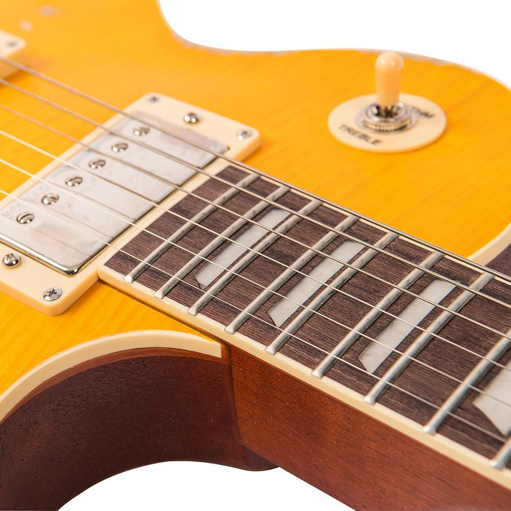 Vintage V100MRPGM Icon Les Paul Distressed Lemon Drop sähkökitara - Aron Soitin