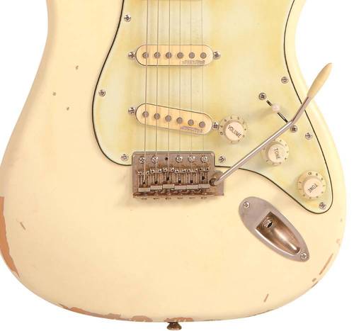 Vintage V6MRTBG Thomas Blug Signature Electric Guitar ~ Distressed Vintage White - Aron Soitin