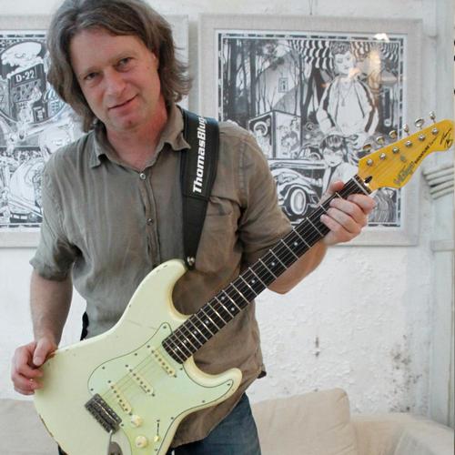 Vintage V6MRTBG Thomas Blug Signature Electric Guitar ~ Distressed Vintage White - Aron Soitin