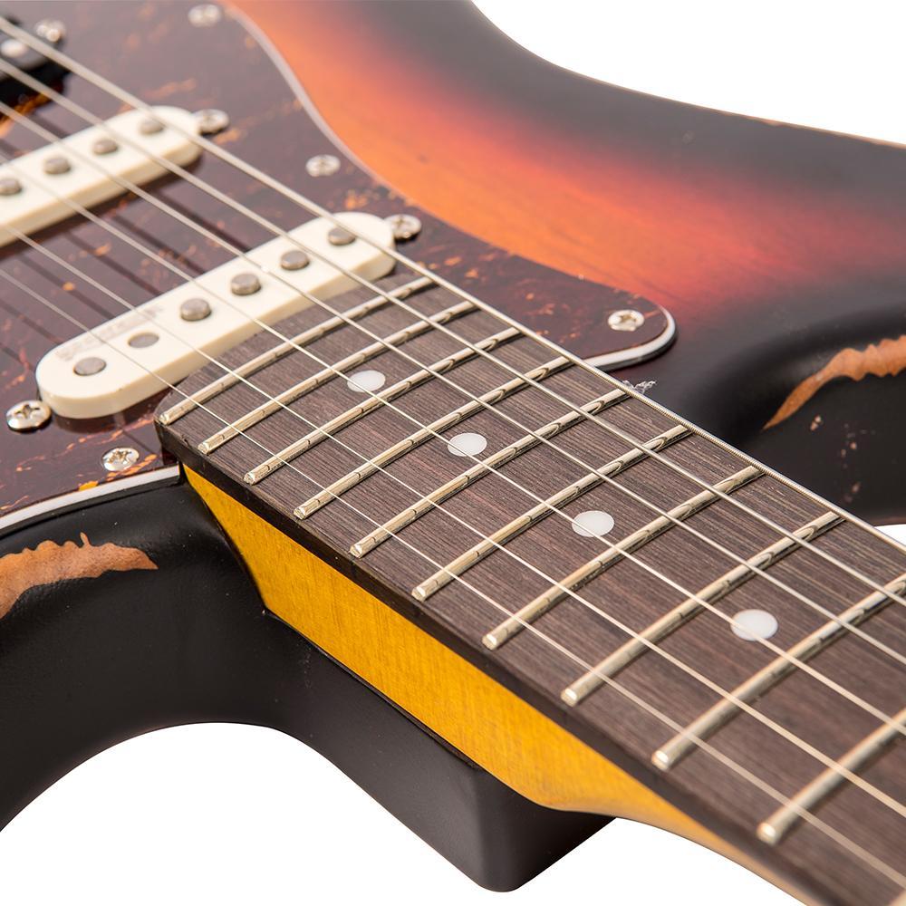 Vintage V6H ICON Electric Guitar ~ Distressed Tobacco Sunburst - Aron Soitin