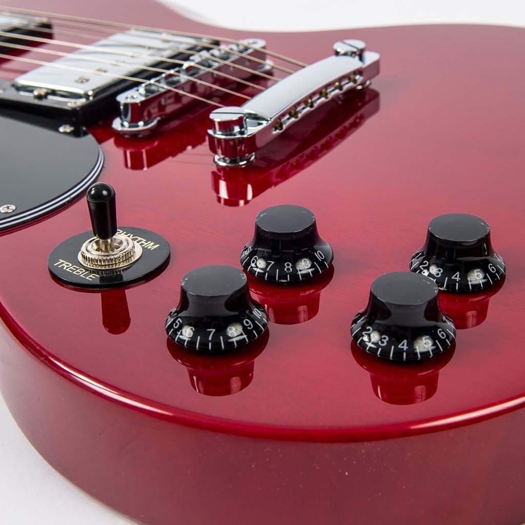 Vintage LVS6 ReIssued Electric Guitar ~ Left Hand Cherry Red - Aron Soitin