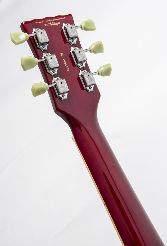 Vintage LVS6 ReIssued Electric Guitar ~ Left Hand Cherry Red - Aron Soitin