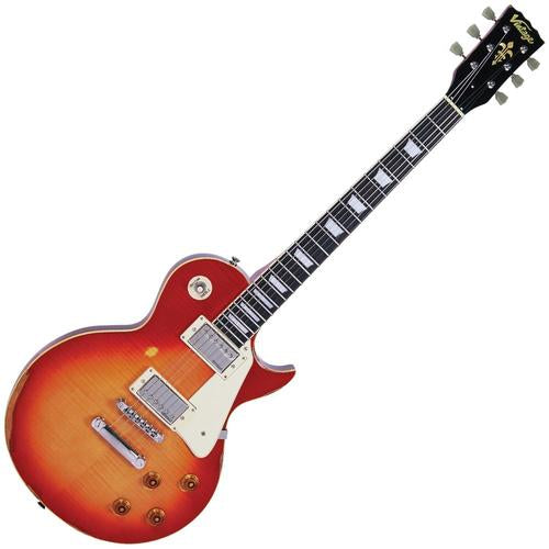 Vintage V100MRCS Icon Les Paul Distressed Cherry Sunburst sähkökitara - Aron Soitin