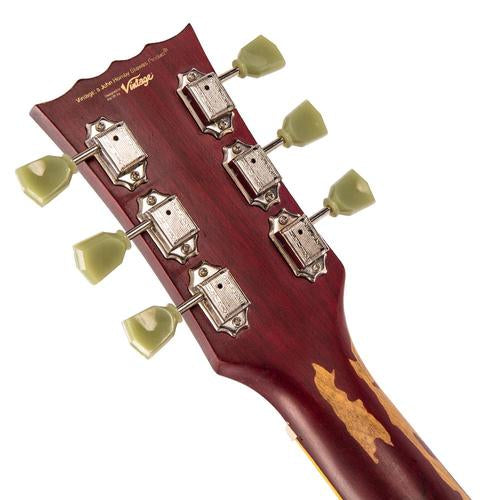 Vintage V100MRCS Icon Les Paul Distressed Cherry Sunburst sähkökitara - Aron Soitin
