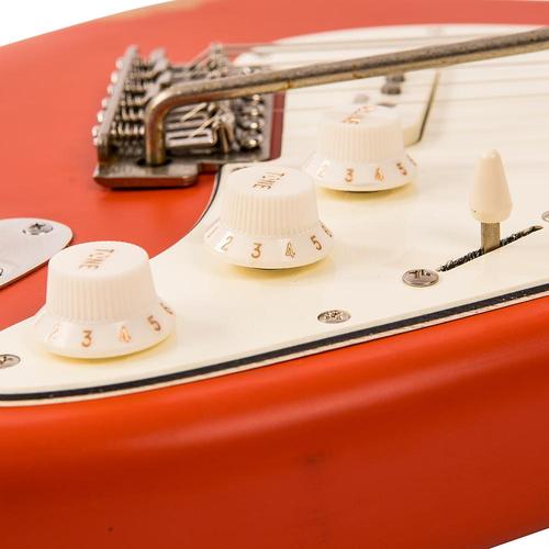 Vintage V6MRFR ICON Electric Guitar ~ Distressed Firenza Red - Aron Soitin