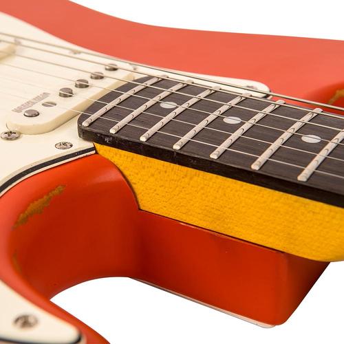 Vintage V6MRFR ICON Electric Guitar ~ Distressed Firenza Red - Aron Soitin