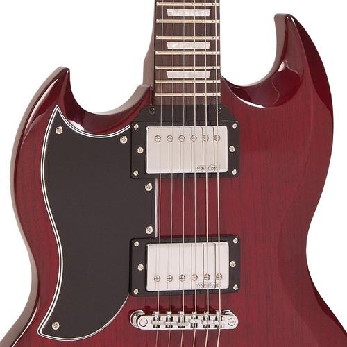 Vintage LVS6 ReIssued Electric Guitar ~ Left Hand Cherry Red - Aron Soitin