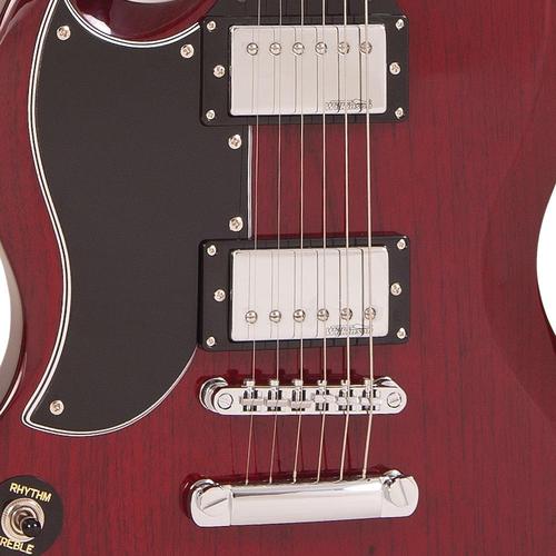 Vintage LVS6 ReIssued Electric Guitar ~ Left Hand Cherry Red - Aron Soitin