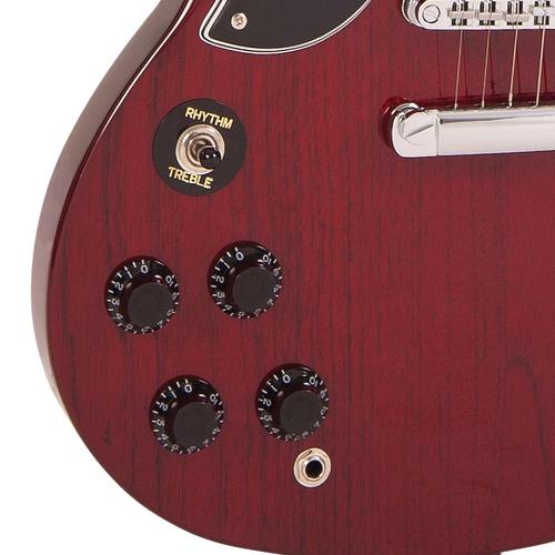 Vintage LVS6 ReIssued Electric Guitar ~ Left Hand Cherry Red - Aron Soitin