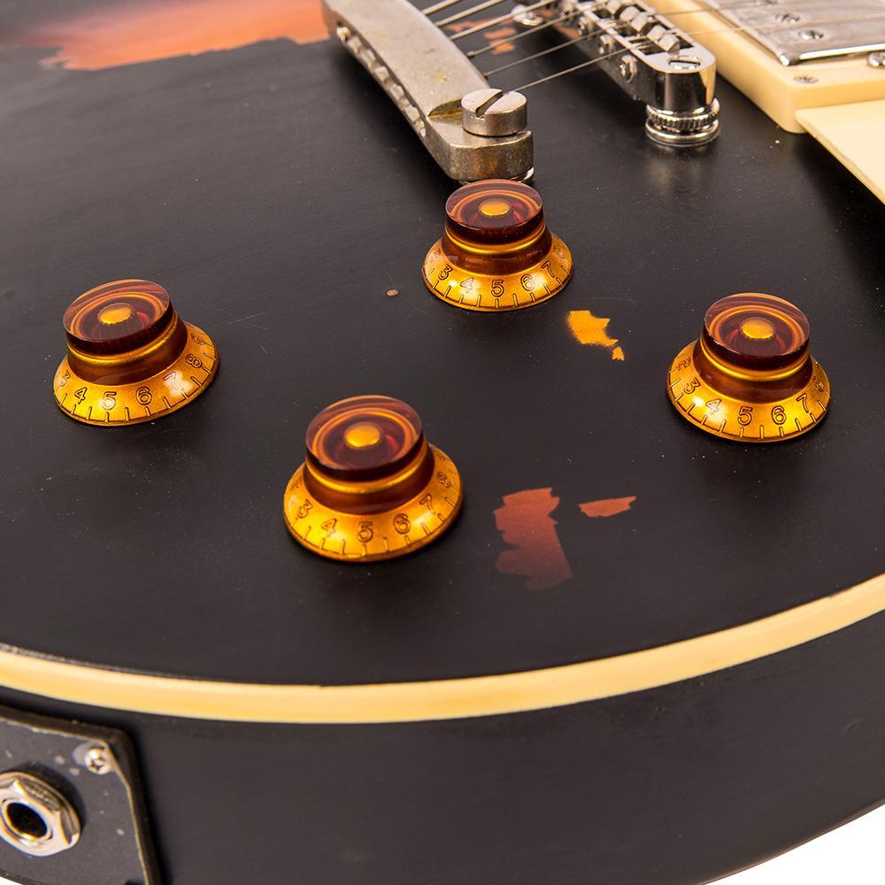 Vintage V100 ICON Electric Guitar ~ Distressed Black Over Sunburst - Aron Soitin