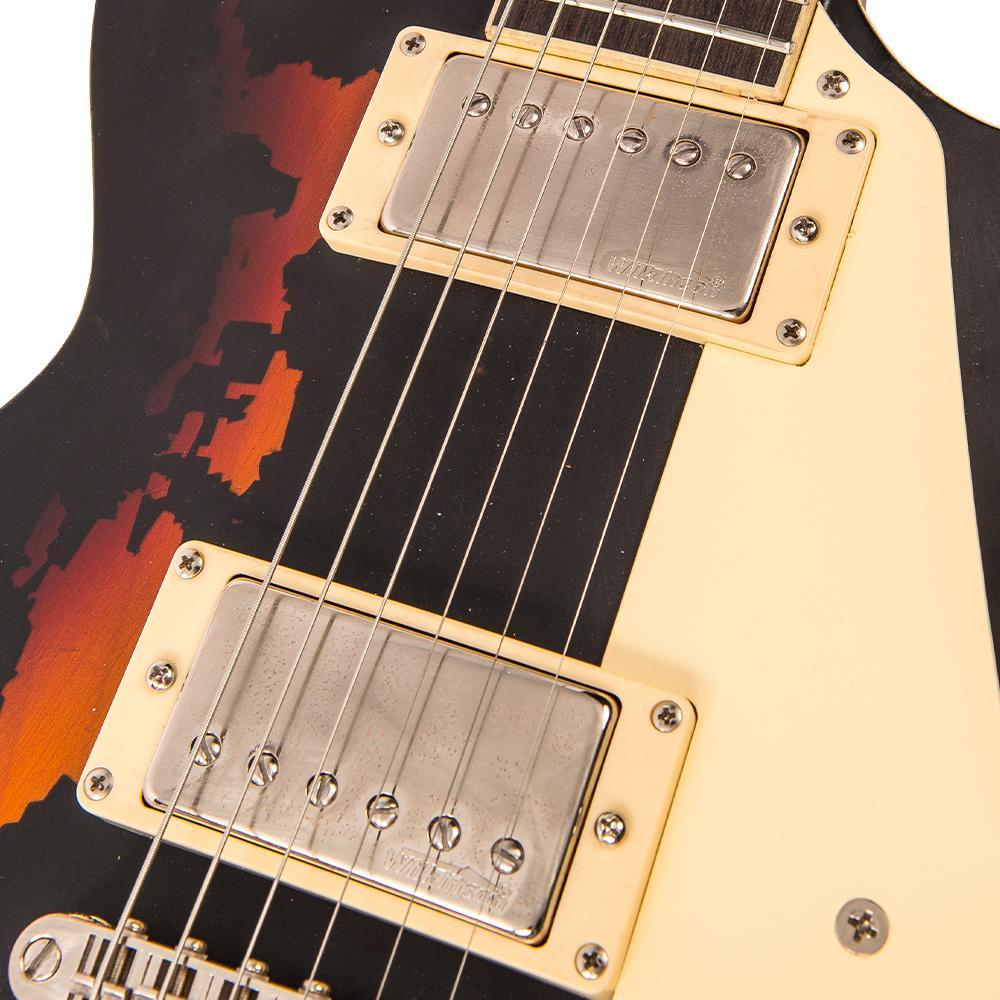 Vintage V100 ICON Electric Guitar ~ Distressed Black Over Sunburst - Aron Soitin