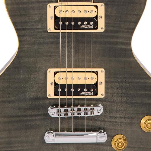 Vintage V100TBK ReIssued Les Paul Flamed Thru Black sähkökitara - Aron Soitin