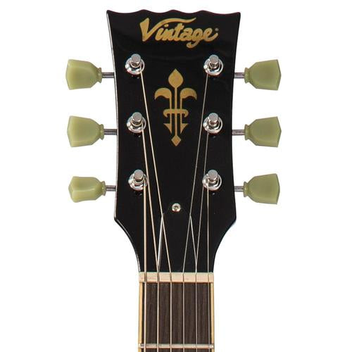 Vintage V100TBK ReIssued Les Paul Flamed Thru Black sähkökitara - Aron Soitin