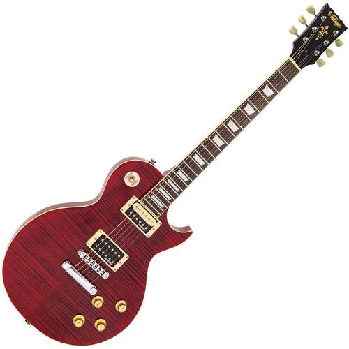 Vintage V100TWR ReIssued Les Paul Flamed Trans Wine Red sähkökitara - Aron Soitin