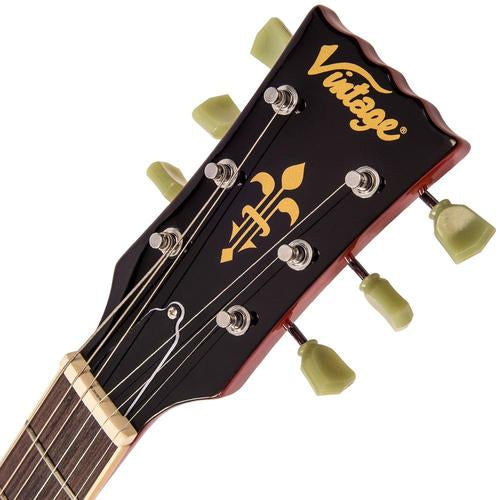 Vintage V100TWR ReIssued Les Paul Flamed Trans Wine Red sähkökitara - Aron Soitin