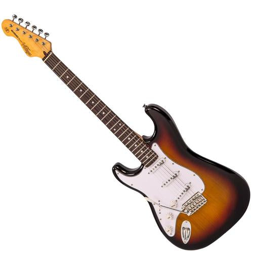 Vintage LV6SSB ReIssued Electric Guitar ~ Left Hand Sunset Sunburst - Aron Soitin