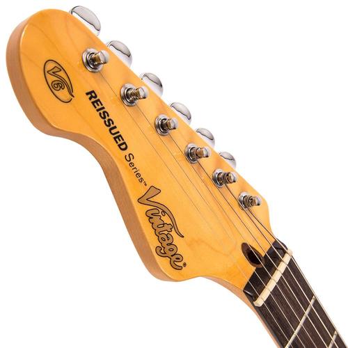 Vintage LV6SSB ReIssued Electric Guitar ~ Left Hand Sunset Sunburst - Aron Soitin