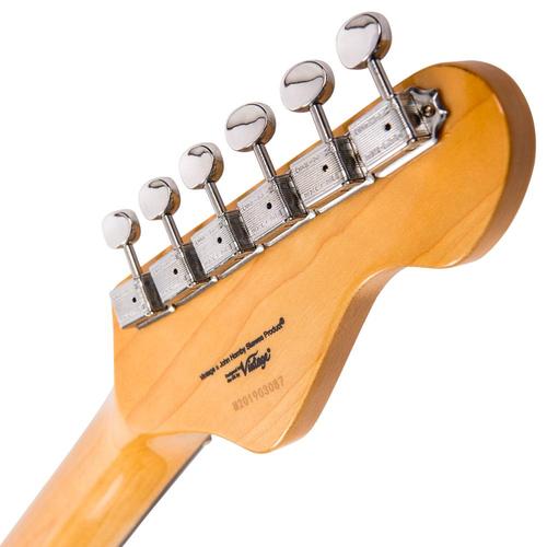 Vintage LV6SSB ReIssued Electric Guitar ~ Left Hand Sunset Sunburst - Aron Soitin