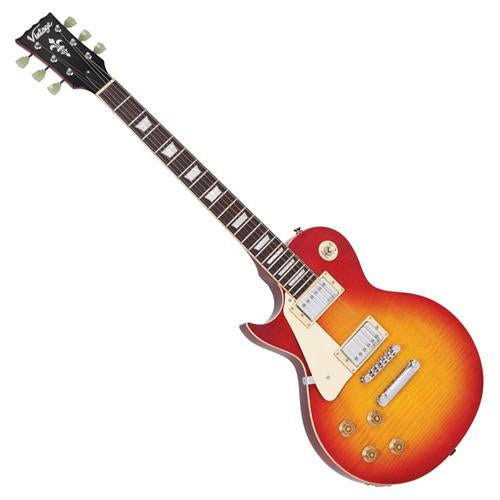 Vintage LV100CS Reissued Les Paul Cherry Sunburst vasenkätinen sähkökitara - Aron Soitin