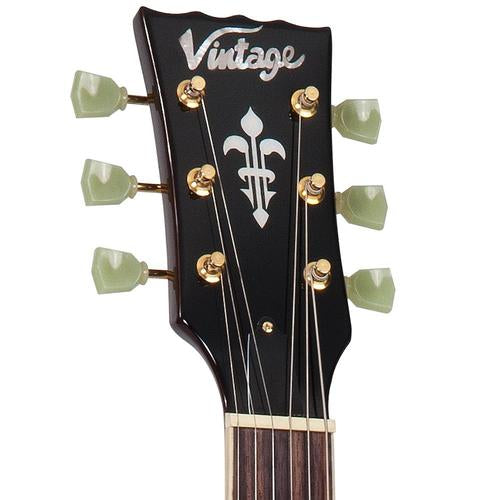 Vintage LV100TSB ReIssued Les Paul Tobacco Sunburst vasenkätinen sähkökitara - Aron Soitin