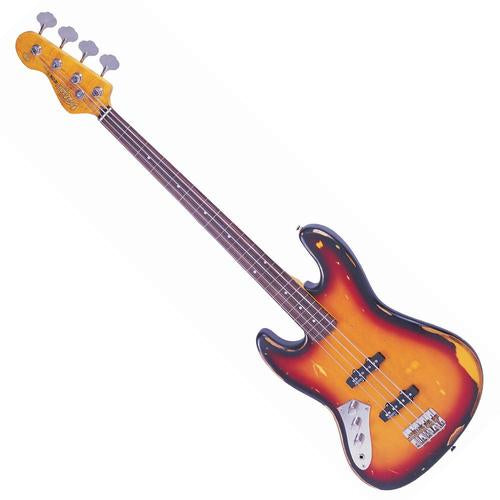 Vintage LV74MRJP ICON Fretless Bass ~ Sunset Sunburst Left Hand - Aron Soitin