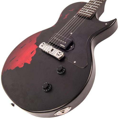 Vintage V120MRBK Icon Les Paul Distressed Black Over Cherry Red sähkökitara - Aron Soitin