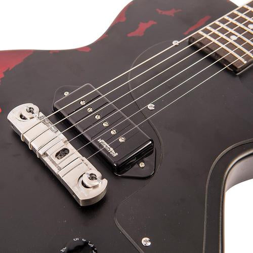 Vintage V120MRBK Icon Les Paul Distressed Black Over Cherry Red sähkökitara - Aron Soitin
