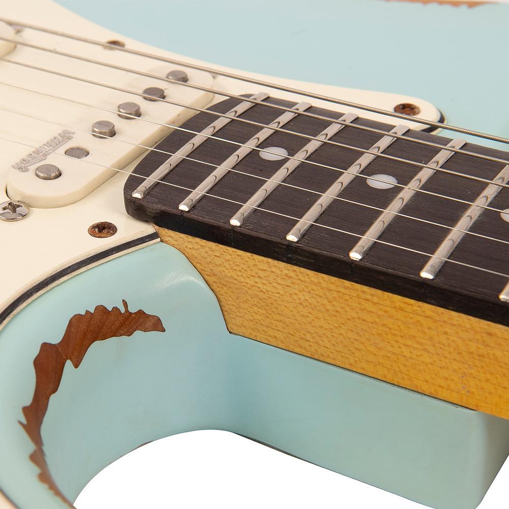 Vintage V6H ICON HSS Electric Guitar ~ Ultra-Gloss Distressed Laguna Blue - Aron Soitin