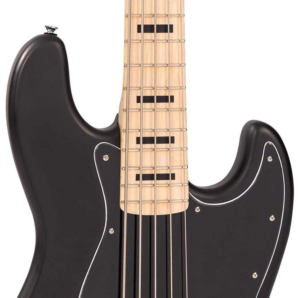 Vintage VJ75MBK ReIssued Maple Fingerboard Bass Guitar ~ 5-String ~ Black - Aron Soitin