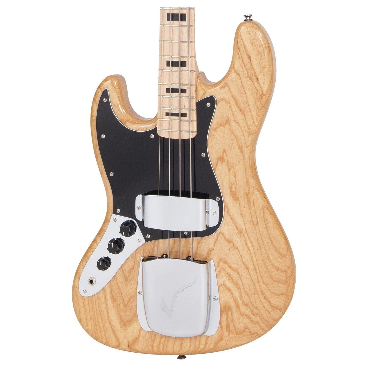 Vintage LVJ74NAT Reissued Maple Fingerboard Bass ~ Natural Ash - Left Hand - Aron Soitin