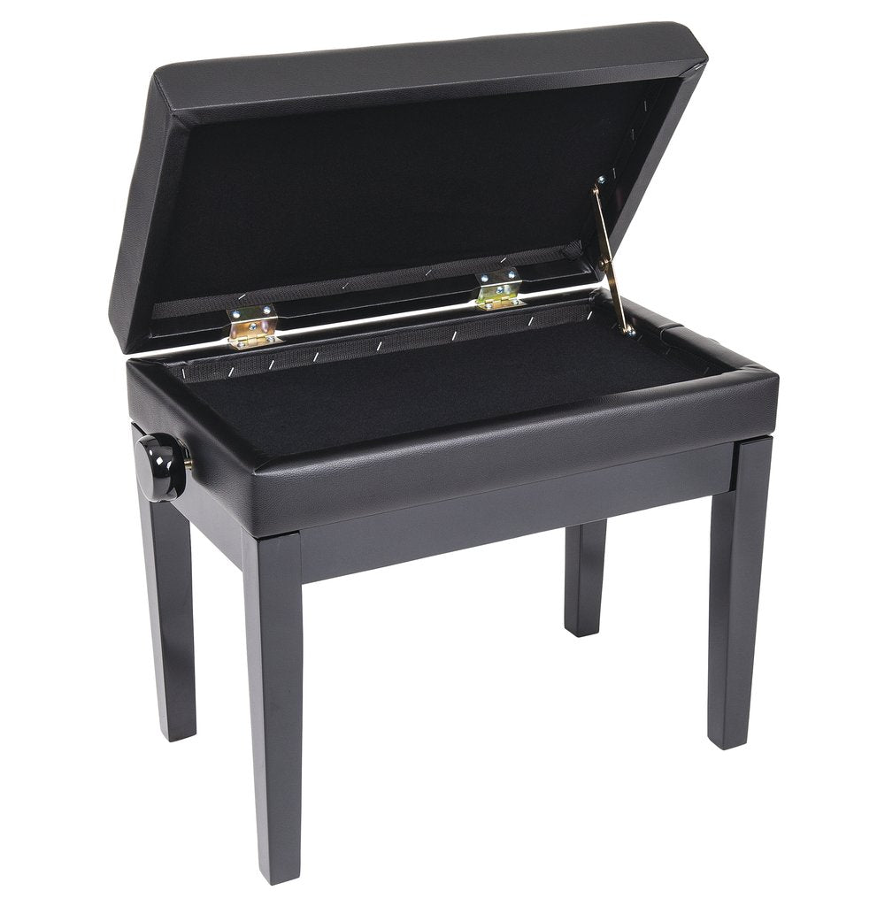 Kinsman KPB10BK Deluxe säädettävä pianopenkki säilytystilalla ~ Satin Black - Aron Soitin