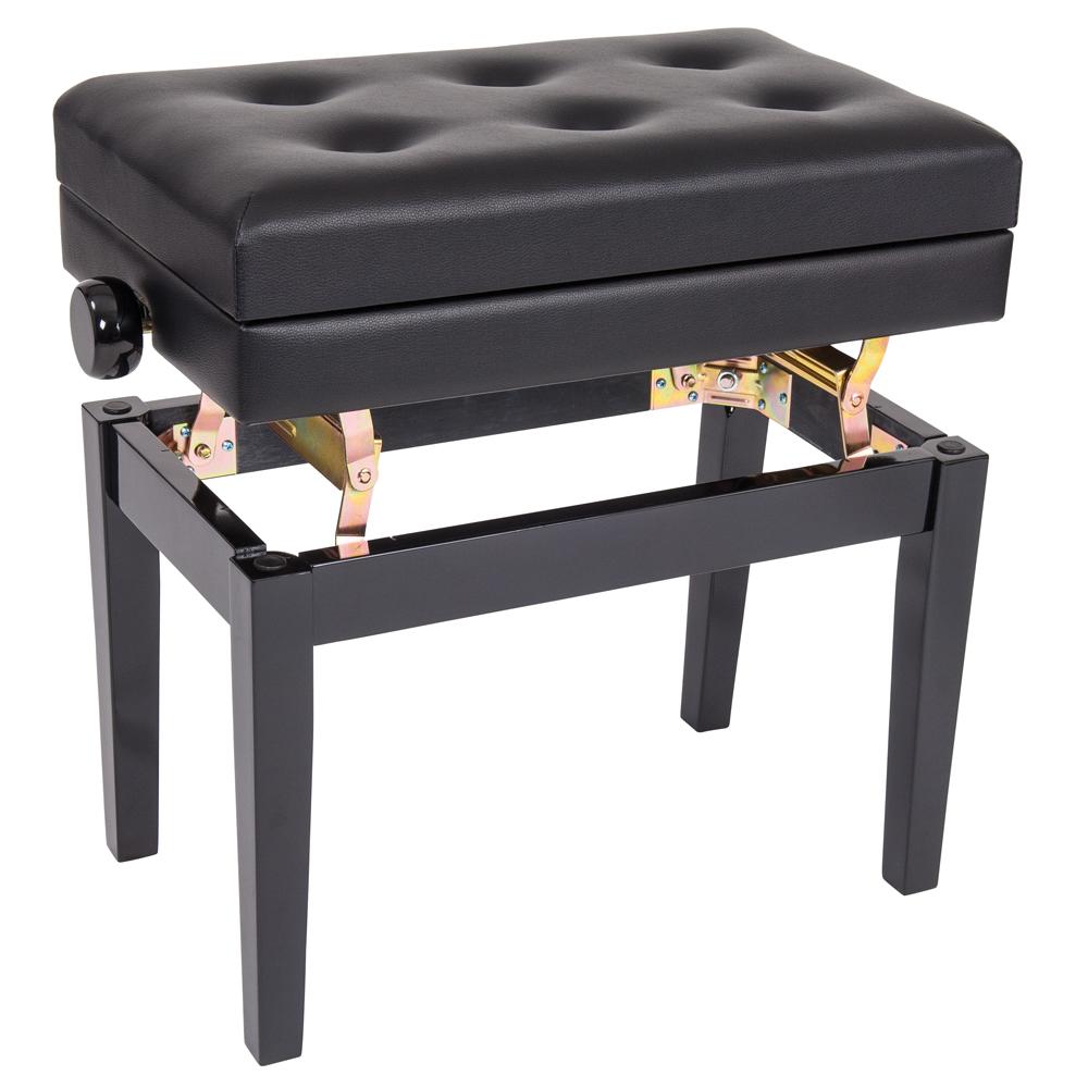 Kinsman KPB10BK Deluxe säädettävä pianopenkki säilytystilalla ~ Satin Black - Aron Soitin