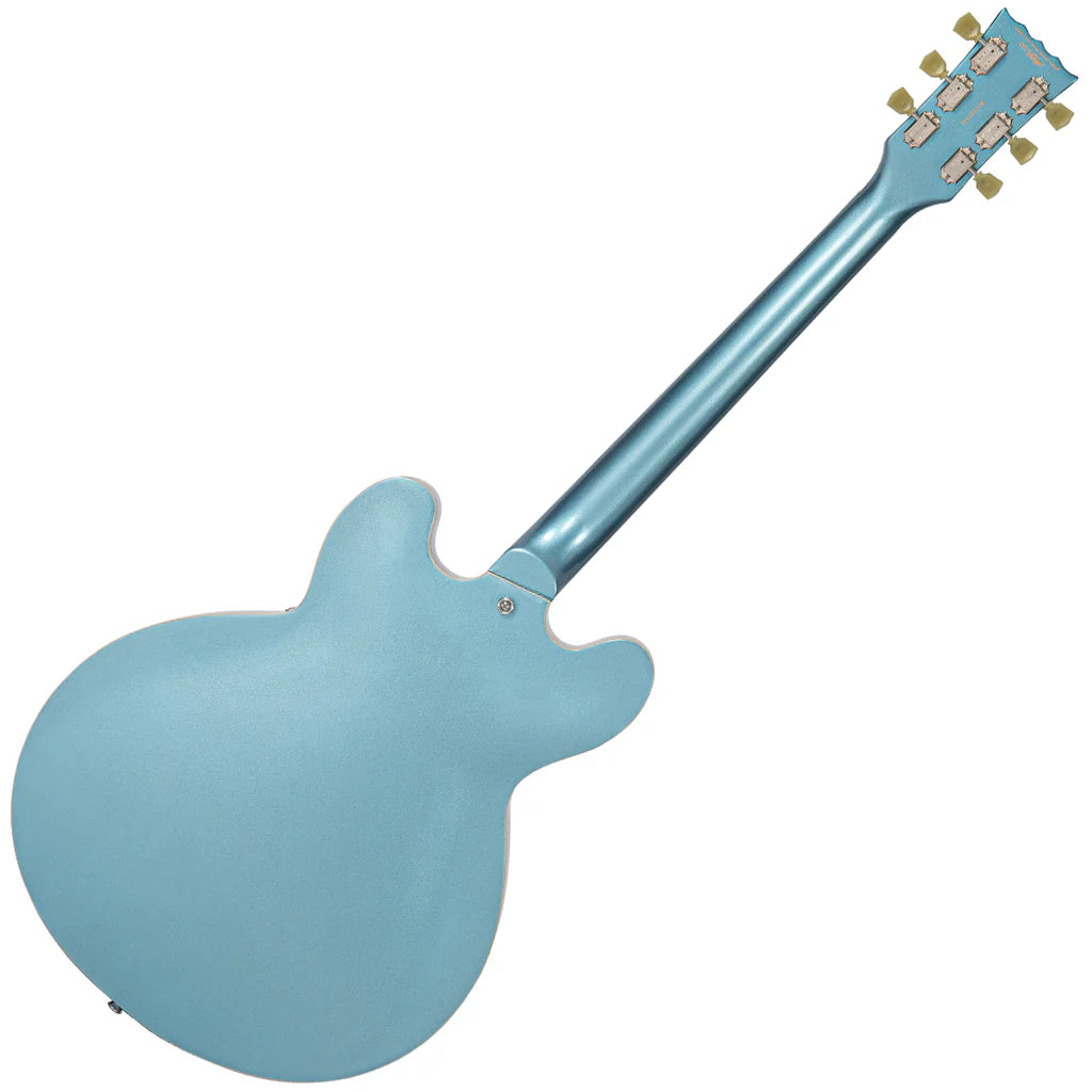 Vintage VSA500B ReIssued Semi Acoustic Guitar w/Bigsby ~ Gun Hill Blue - Aron Soitin