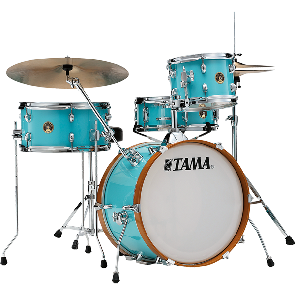 Tama Club Jam Aqua Blue telineillä ja tuolilla