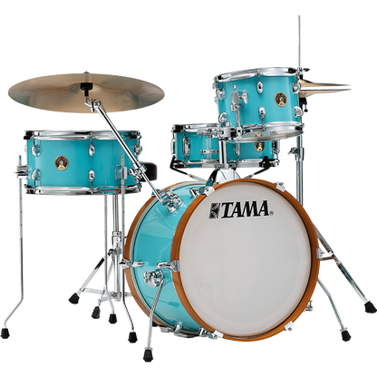 Tama Club Jam Aqua Blue telineillä ja tuolilla