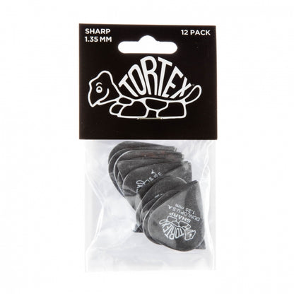 Dunlop Tortex Sharp -plektrat 1.35 mm, 12 kpl - Aron Soitin