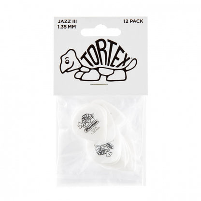 Dunlop Tortex Jazz III White -plektrat 1.35mm, 12kpl - Aron Soitin