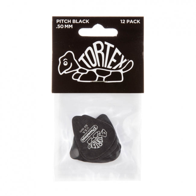Dunlop Tortex Pitch Black -plektrat 0.50mm, 12kpl - Aron Soitin