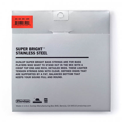 Dunlop Super Bright 45-105 Stainless Steel - Aron Soitin