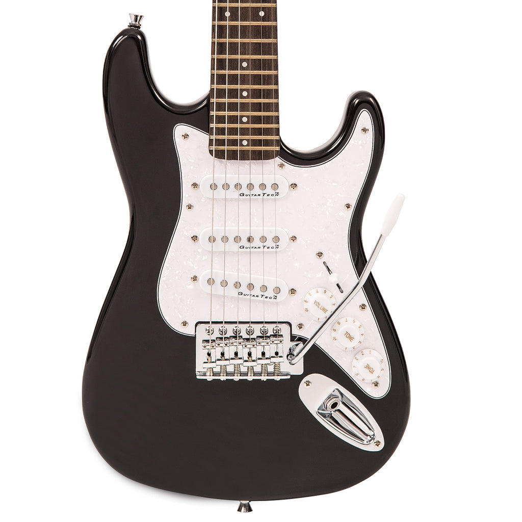 Encore EBP-E375BLK 3/4 Size Electric Guitar Pack Gloss Black - Aron Soitin