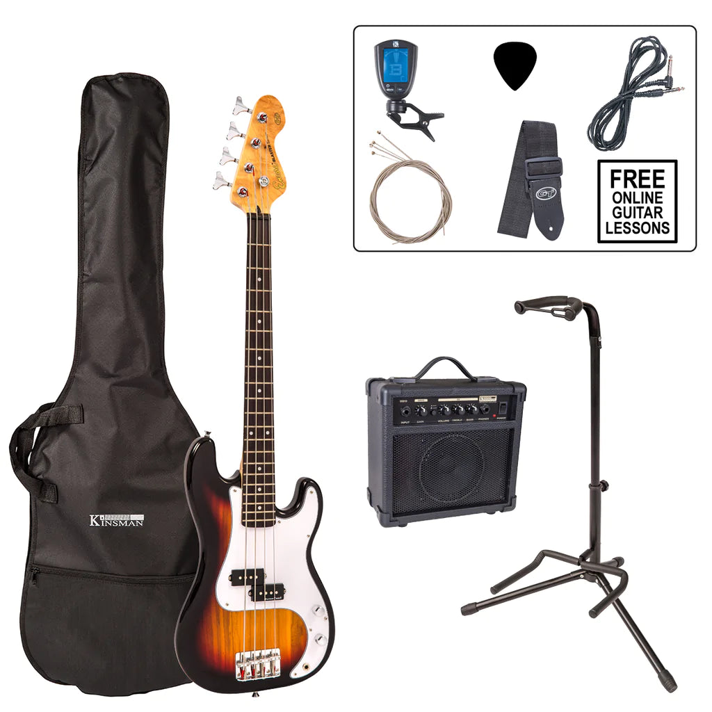 Encore EBP-E20SB 7/8 Bass Guitar Pack Sunburst - Aron Soitin