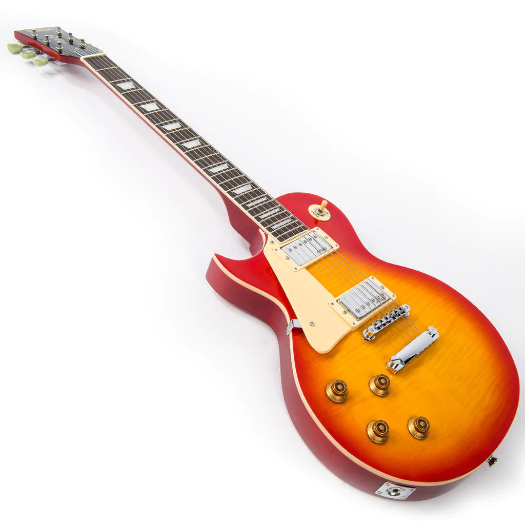 Vintage LV100CS Reissued Les Paul Cherry Sunburst vasenkätinen sähkökitara - Aron Soitin