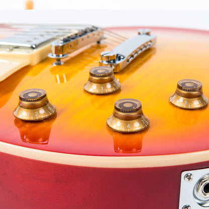 Vintage LV100CS Reissued Les Paul Cherry Sunburst vasenkätinen sähkökitara - Aron Soitin