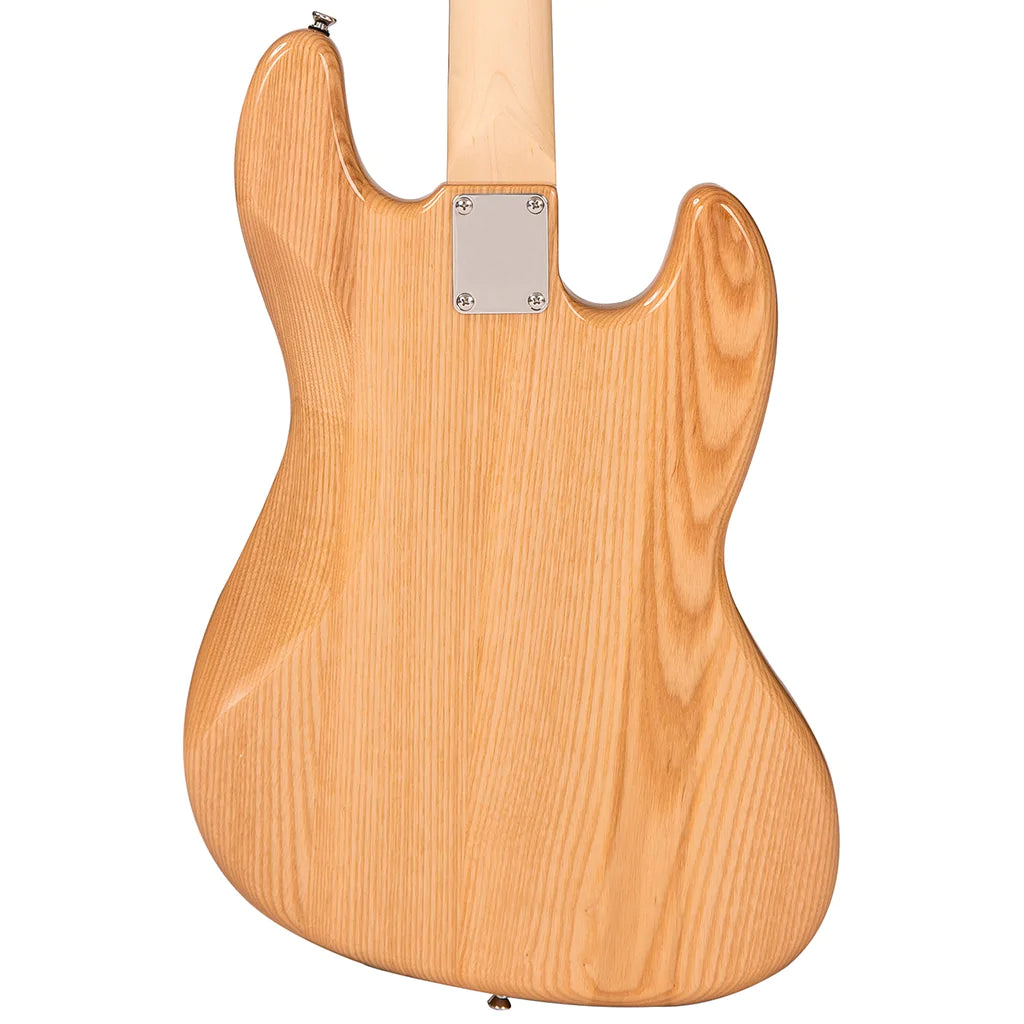 Vintage LVJ74NAT Reissued Maple Fingerboard Bass ~ Natural Ash - Left Hand - Aron Soitin