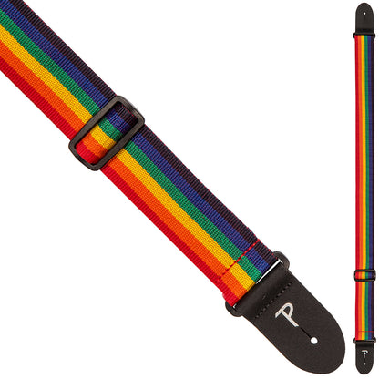 Perri's Polyester Extra Long Guitar Strap ~ Rainbow - Aron Soitin